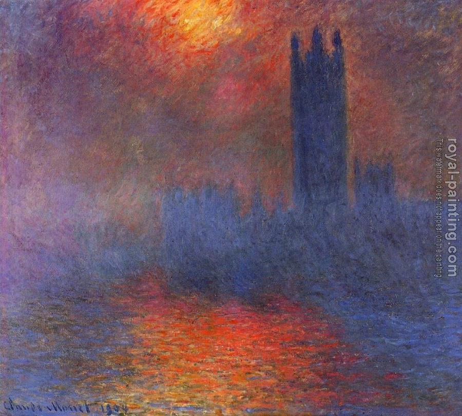 Claude Oscar Monet : Houses of Parliament, Effect of Sunlight in the Fog